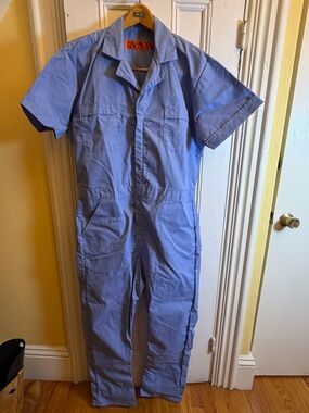 Red Kap Men’s large Regular Blue Short Sleeve Coveralls Mechanic Work Jumpsuit